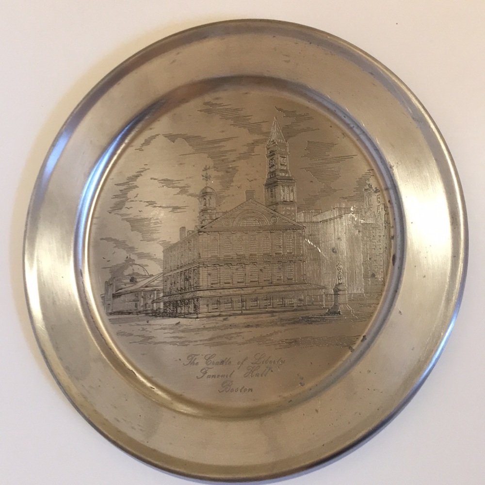 Vintage Reed & Barton Pewter Commemorative Plate - Faneuil Hall Boston